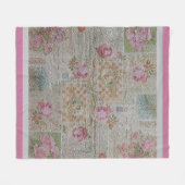 高級モダンヴィンテージフローラバラ フリースブランケット (正面(横))