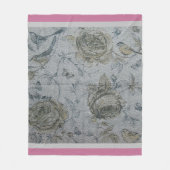 高級モダンヴィンテージフローラバラ フリースブランケット (正面)