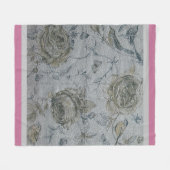 高級モダンヴィンテージフローラバラ フリースブランケット (正面(横))