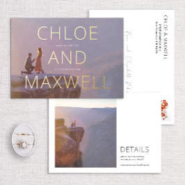 高級モダン名はっきりした写真保存日時 箔招待状