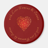 高級モダン幾何学的金ゴールド赤いハート愛 マグネット (正面)