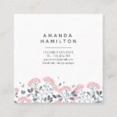 高級モダン水彩枠ブーケピンク スクエア名刺 (裏面)