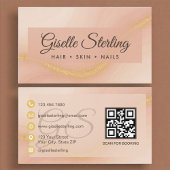 高級モダン水彩金ゴールドモノグラムQRコード 名刺