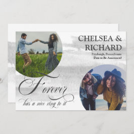 高級モダン水彩2枚フォト婚約An 案内状