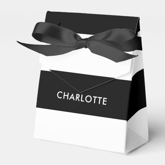 高級モダン白黒のパタストライプーン フェイバーボックス (正面サイド)