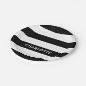 高級モダン白黒のパタストライプーン ペーパープレート (アングル)