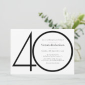 高級モダン白黒ミニマル40歳の誕生日 招待状 (スタンド正面)