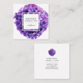 高級モダン紫外の花アジサイ スクエア名刺 (正面/裏面)