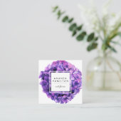 高級モダン紫外の花アジサイ スクエア名刺 (スタンド正面)