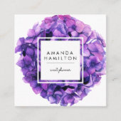 高級モダン紫外の花アジサイ スクエア名刺 (正面)