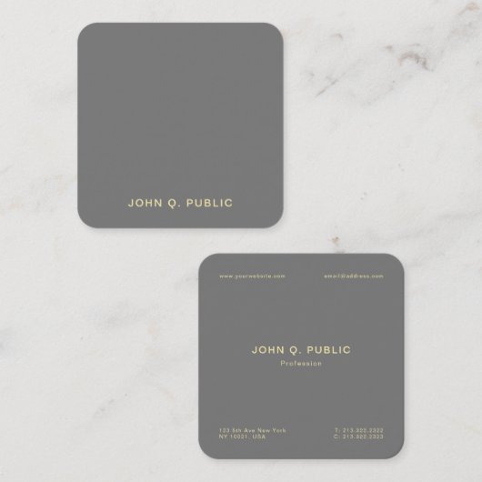 高級モダン絹エレガント仕上げプロフェッショナル スクエア名刺 (正面/裏面)
