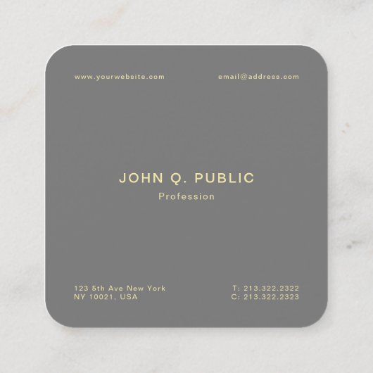 高級モダン絹エレガント仕上げプロフェッショナル スクエア名刺 (裏面)