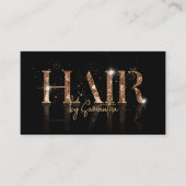高級モダン美容師バラ金ゴールドタイポグラフィ 名刺 (正面)