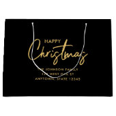 高級モダン金ゴールドとブラッククリスマス ラージペーパーバッグ (正面)