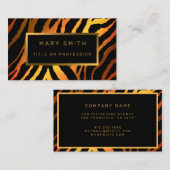 高級モダン金ゴールドオレンジタイガーあなたのテキストを追加 名刺 (正面/裏面)