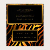 高級モダン金ゴールドオレンジタイガーあなたのテキストを追加 名刺 (外部フラット)