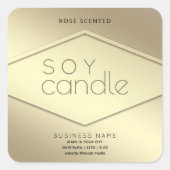 高級モダン金ゴールドタイポグラフィソイキャンドル スクエアシール (正面)