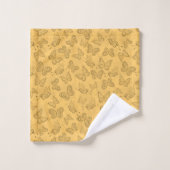 高級モダン金ゴールドナチュラルフローラ蝶 バスタオルセット (ウォッシュタオル)