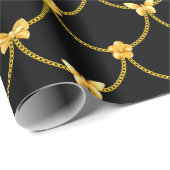 高級モダン金ゴールドナチュラルフローラ蝶 ラッピングペーパー (ロールコーナー)