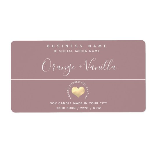 高級モダン金ゴールドハートタイポグラフィキャンドルスクーア ラベル (正面)