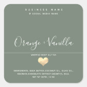 高級モダン金ゴールドハートタイポグラフィ体バター スクエアシール (正面)