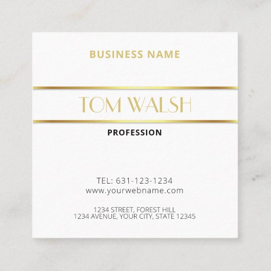 高級モダン金ゴールドモノグラムのスクエア スクエア名刺 (裏面)