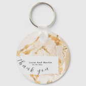 高級モダン金ゴールド抽象芸術サンキュー結婚ズ キーホルダー (正面)