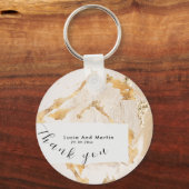 高級モダン金ゴールド抽象芸術サンキュー結婚ズ キーホルダー (正面)