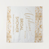 高級モダン金ゴールド抽象芸術ブライダルシャワーへようこそ タペストリー (正面(横))