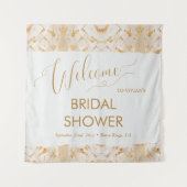 高級モダン金ゴールド抽象芸術ブライダルシャワーへようこそ タペストリー (正面)