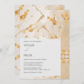 高級モダン金ゴールド抽象芸術結婚ズ 招待状 (正面/裏面)