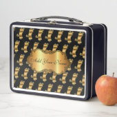 高級モダン金ゴールド猫のテキストの追加 メタルランチボックス (インサイチュ)