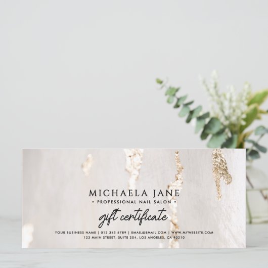高級モダン金箔ギフト券/バウチャー (スタンド正面)