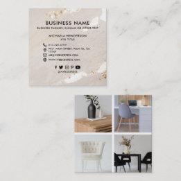 高級モダン金箔4フォトソーシャルメディアのアイコン スクエア名刺