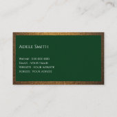 高級モダン銅金ゴールドグリッターグリーンフレーム 名刺 (裏面)