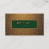 高級モダン銅金ゴールドグリッターグリーンフレーム 名刺 (正面)