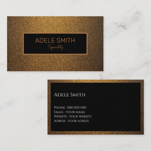 高級モダン銅金ゴールドブラックフレーム 名刺 (正面/裏面)