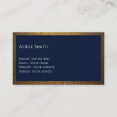 高級モダン銅金ゴールドミッドナイトブルーフレーム 名刺 (裏面)