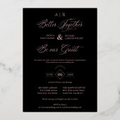 高級モダン2枚コラージュバラ金ゴールドお洒落 箔招待状 (裏面)