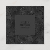 高級モノクロきらめく背景 スクエア名刺 (正面)