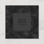 高級モノクロフローラダマスクパターン スクエア名刺 (正面)