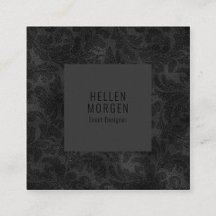 高級モノクロフローラダマスクパターン スクエア名刺