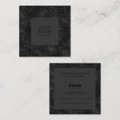 高級モノクロフローラダマスクパターン スクエア名刺 (正面/裏面)