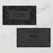 高級モノクロフローラダマスクパターン 名刺 (正面/裏面)