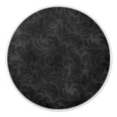 高級モノクロブラックダマスクパターン セラミックノブ (正面)