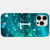 高級モノグラムのターコイズグリッター Case-Mate iPhoneケース (裏面 (横))