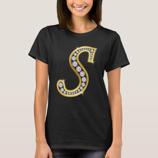 高級モノグラムイニシャルレターs，ゴールデンレターs, tシャツ (正面)