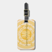 高級モノグラムエレガント金ゴールドクリームフローラアート ラゲッジタグ (正面縦)