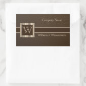 高級モノグラムチョコレートレザー 長方形シール (バッグ)