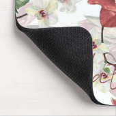 高級モノグラムブルゴーニュフローライラストレーションレース マウスパッド (コーナー)